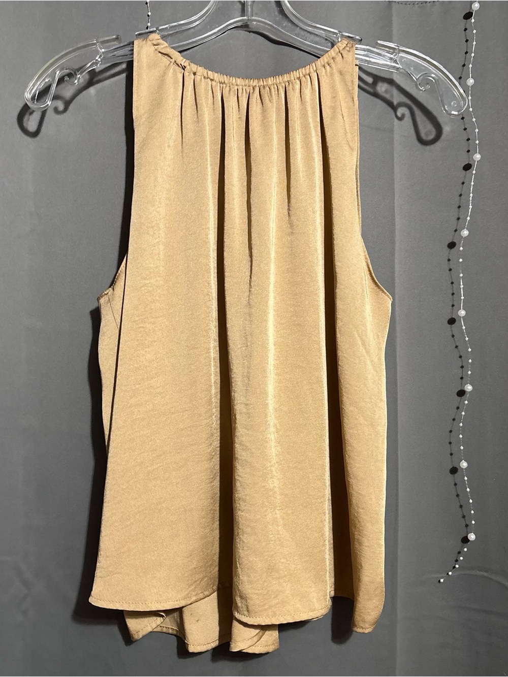 mock neck satin tank top